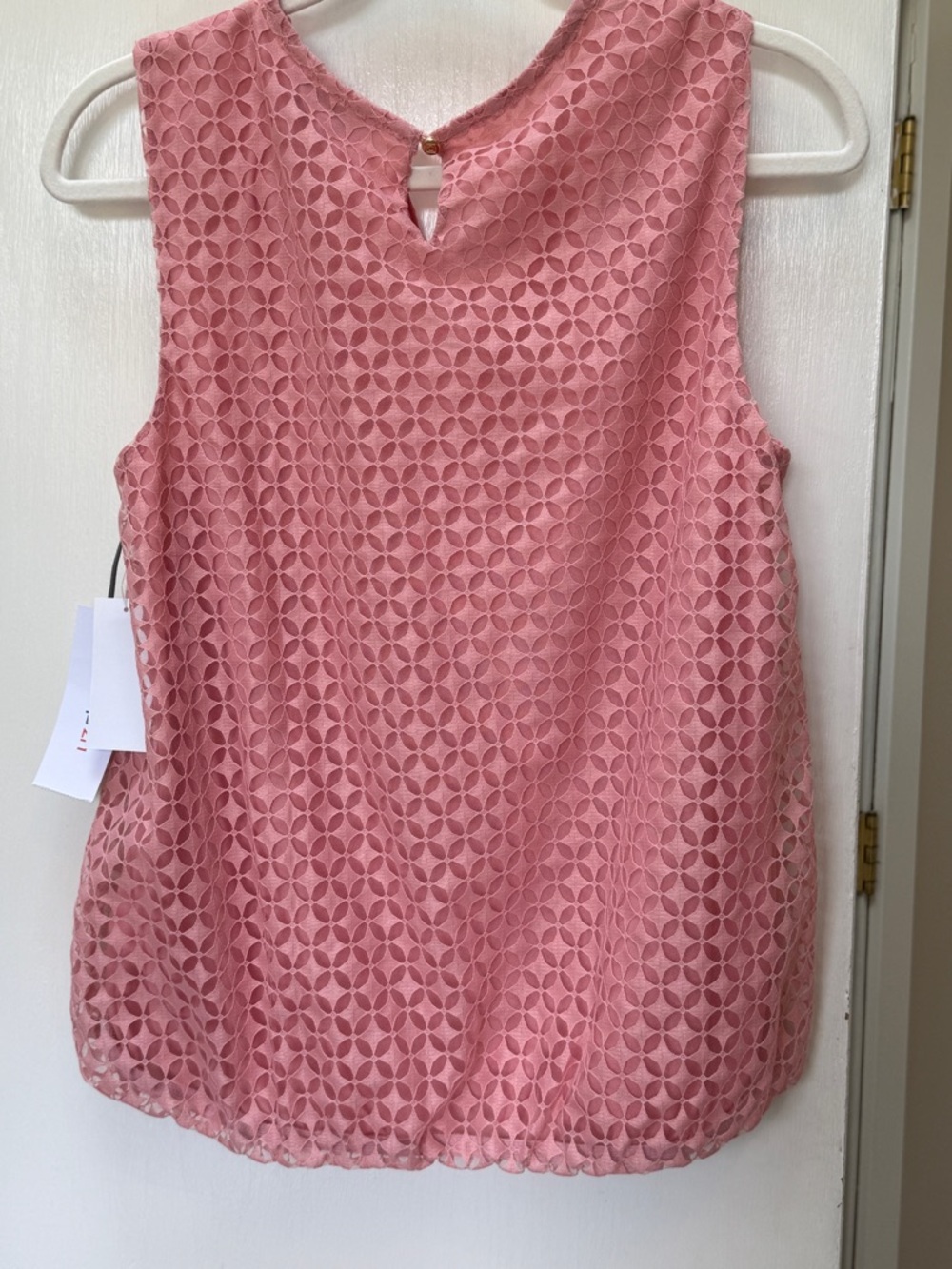NWT Liz Claiborne Pink Lace Sleeveless Blouse Top Medium Feminine Chic - Picture 7 of 16
